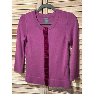 Ann Taylor Wool &‎ Angora Blend Cardigan w/Satin Accent sz XS